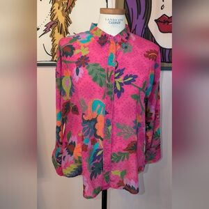 Johnny Was Multicolor Floral Button Down Shirt